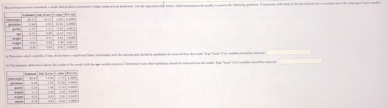 fach yln he following questions cessary, reer back to the last esise for a neinder abou the n the model, to w n tble below, w