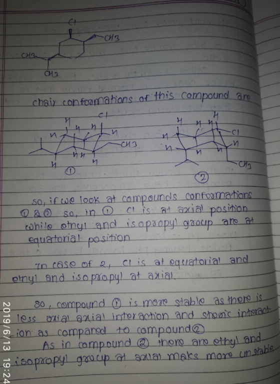 CM3 are chair confoamahions af this compound 4+ и СИЗ и Y и И 2 compaunds confomations CL ts SO if wo Took at S0, in at axial