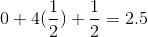 0 + 4(\frac{1}{2}) + \frac{1}{2} = 2.5