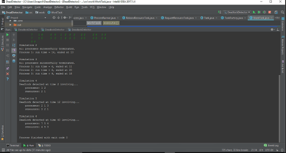 IJ DeadDetector CAUserstSwapniDeadDetector) - [DeadDetector] .rWorkTask.java Intelli IDEA 2017.1.4 Eile Edit View Navigate Co