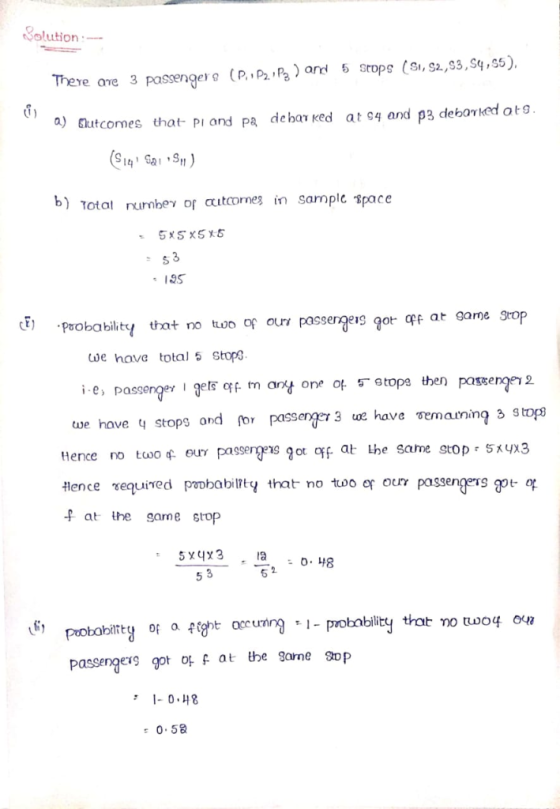 Solution 5 stops (sI, S2,83, Sq, S5), (P. P2 P) andd There are 3 passenger a) utcomes that PI and pa dehar Ked at s4 and p3 d
