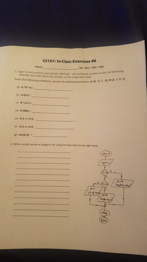 CS 101: Ir-class Exercises #6 Name: -. Sec 002 /004 / 006 Use command window to do . Login to the following your account and