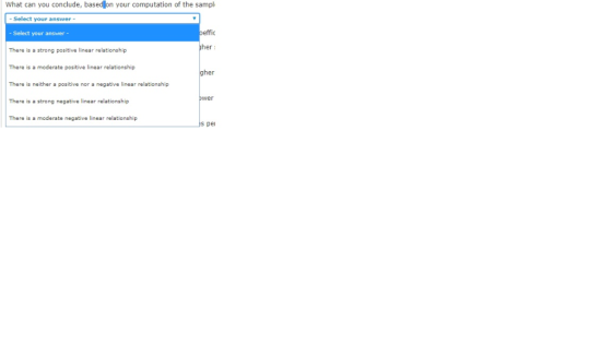 What can you conclude, based on your computation of the sampl - Select your answer - effic Select your answer her There is a