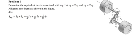 Problem 1 Determine the equivalent inertia associated with ah. Leta = 2 η and All gears have inertia as shown in the figure.