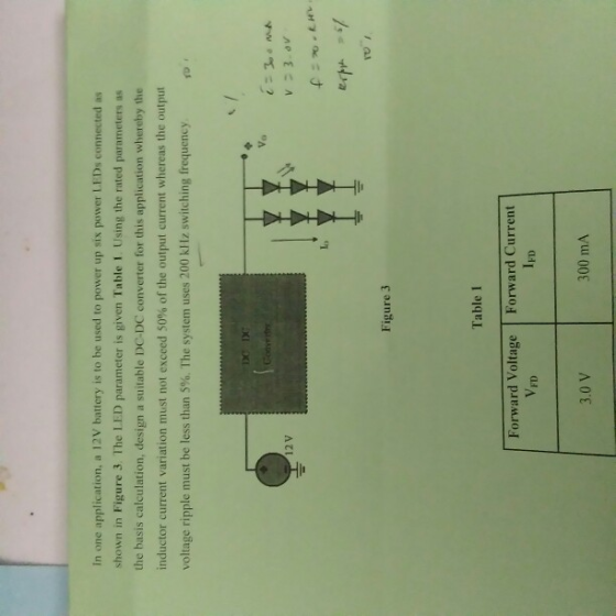 In one application, a 12V battery is to be used to power up six power LEDs connected as shown in Figure 3. The LED parameter
