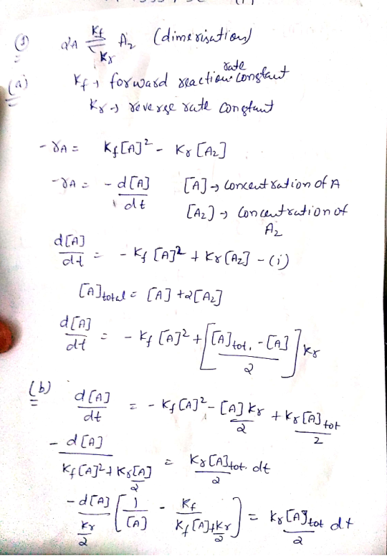 (dimt vidien Ky date fforwasd a e tis ongat 4) K4CAJKs CA Loncat ation of A - d[A] A] - JA - CA2 trutionof A2 olt d[A) - K CA