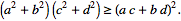 (a2 + b2) (c2 + d2) (ac+bd)2