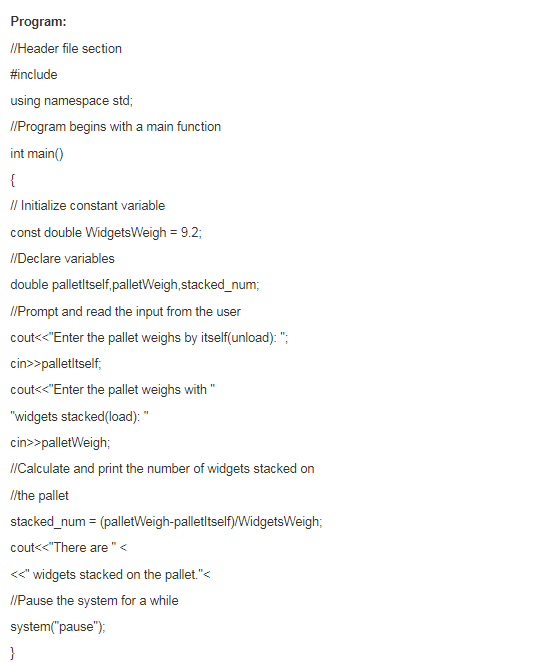 Program /Header file section #include using namespace std IProgram begins with a main function int main) I/ Initialize consta
