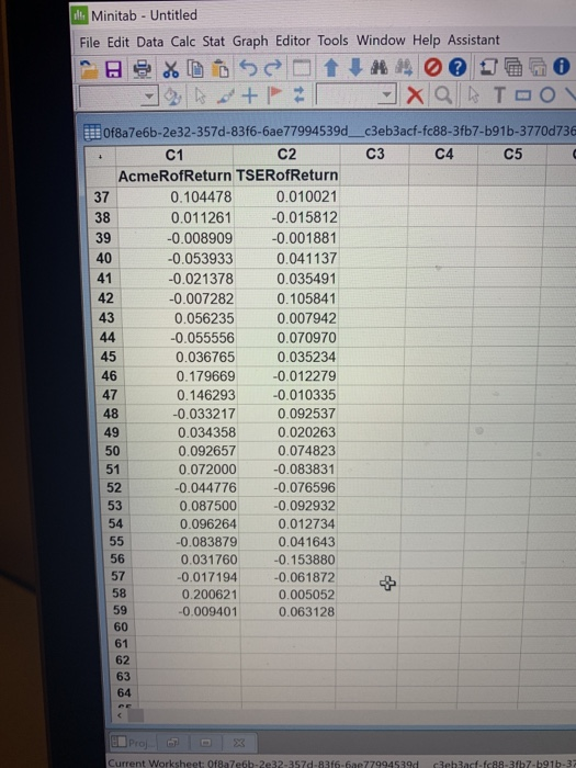 tMinitab Untitled File Edit Data Calc Stat Graph Editor Tools Window Help Assistant A T OV +P c3eb3acf-fc88-3fb7-b91b-3770d73