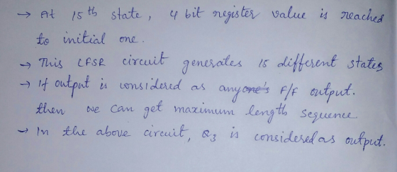 y bit negister value is eachd Is t state, At to initial one ganerates diffesent states auy ones F/ utput get mazinum length