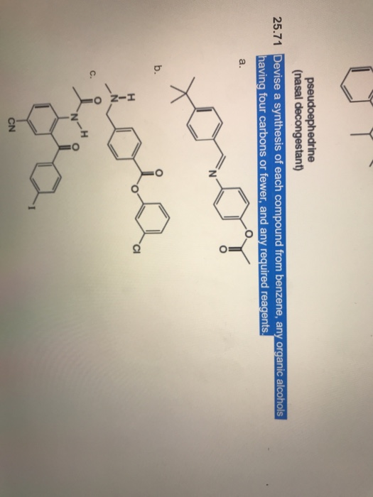 (nasal decongestant) 25.71 Devise a synthesis of each compound from benzene, any organic alcohols having four carbons or fewe