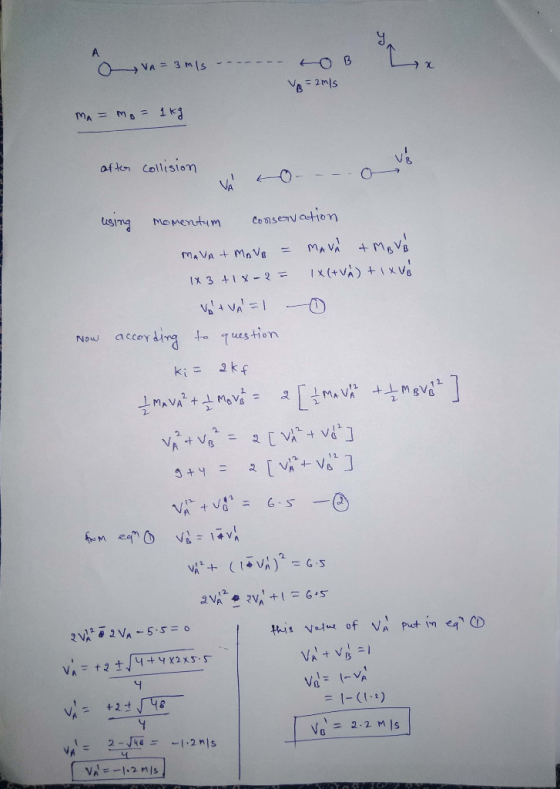 aften Colltslom using ConseオV atlon mo mentum ki= 2kf = I-(1-1) VB 2.2 MIs