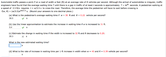 Automobile traffic passes a point P on a road of width w feet (ft) at an average rate of R vehicles per second. Although the