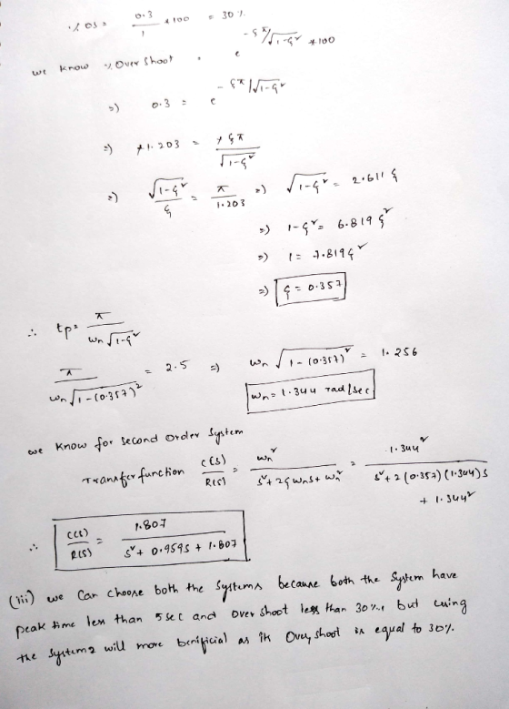 o3 30 Over Shoo know o3 203 2 61 203 -S 6.819 ) 811 o 3S 2.5 256 (o-35) 34 y Tadec wn ytem for second order Know oe cs) 3uu T