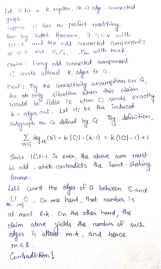 1녀, s-an clain Eveyodd Conneced componant G sends alleast k edgus to S Psoof: B the conictivity assumption on G Ihe er enly s