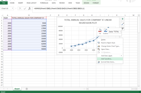 FILE PAGE LAYOUT НОМЕ INSERT FORMULAS DATA REVIEW VIEW TEAM DESIGN FORMAT =SERIES (Sheet1!$B$1,Sheet1! $A$2:$A$13,Sheet1!$B$2