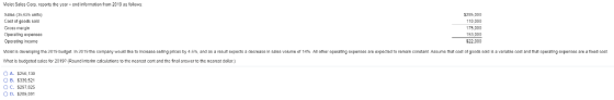 Violet Sales Corp reports the year-end information from 2019 as follows Salas (35 625 units) 52НЬ рор 110 000 Cost af goods s