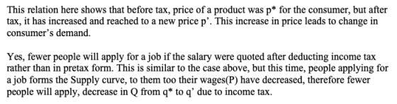 This relation here shows that before tax, price of a product tax, it has increased and reached to a new price p. This increa