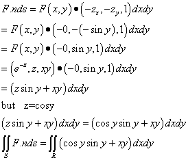 e z,-0.sin y.1)dxdy but z-cosy (z sin y + x)dxdy -(cos ysin y+x)dxdy