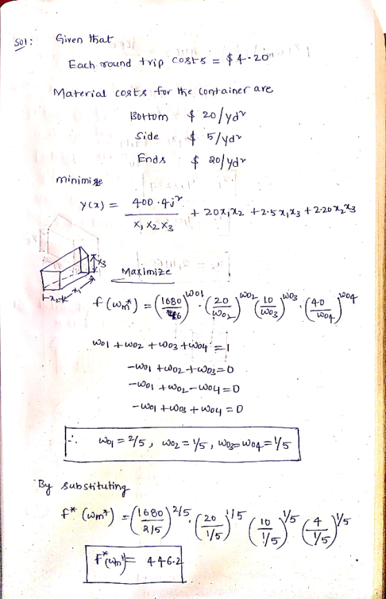 ven hat 3 Material costs forhe Conainer are Borom 4 20olyd 3dttom) 万/y dv Ends minimi Makimize 0 Subshituh nt
