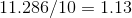 11,286/10 = 1.13