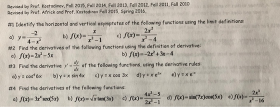 Revised by Prof. Kostadinov, Fall 2015, Fall 2014, Fall 2013, Fall 2012, Fall 2011, Fall 2010 Revised by Prof. Africk and Pro