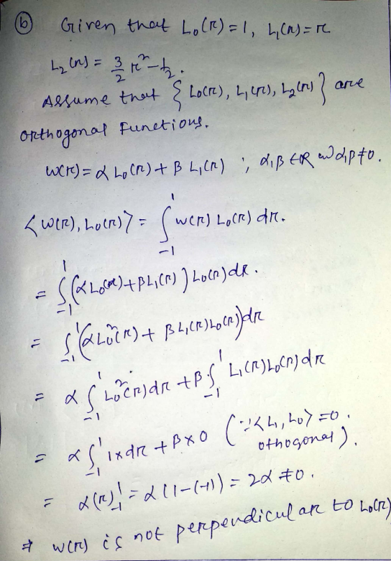 Given thot Lo (r) = 1, h(A)= r 2 LoCre), Lur, 2ir) ARume thot ane Onthogonat Funetiou uer)d Lo Cr)t B LICn), dipeRpto wtr), L