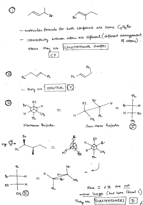 - mbleculau fomula tr bott compound are same Henc, CT PL Pん pに Et EC Et Pん Et α 〈1 are not Ther are [DiAsTerEoMERS[D