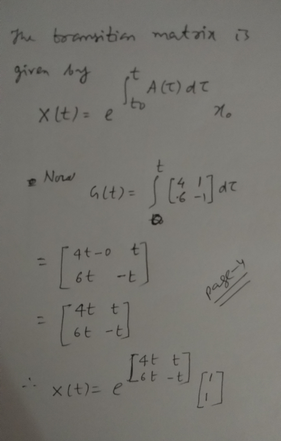 e boramsitin matrix iven Ay t A CT) dT to Nerw 4t-o t -t 4t t 6t -t page-y 4t t