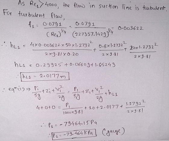 R624000 As the ftoa)、ın sucion line istabulent, 15 fU ) Fo tur bulent flow Re) (227357.1429 2 r9.8 P, 1.2732 +10+2-0177 4+0+0