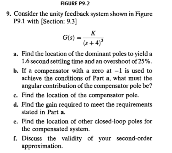 FIGURE P9.2 9. Consider the unity feedback system shown in Figure P9.1 with [Section: 9.3] K G(s) (s+4)3 a. Find the location