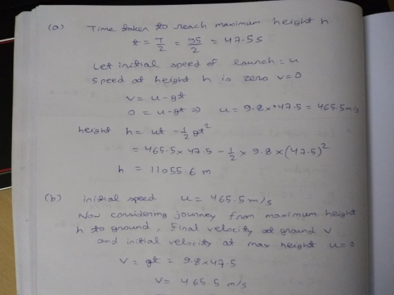 height h (a) Time Soken 2o Seach manimum 55-ヒh ニ 2 &ounch u Cet initial speed of his Speed at height zero V uIg u9.2x*47.5 65