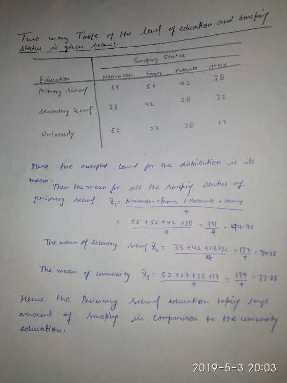 Smoking Stats 3 9 너2 Aecondany f 3542 29 32 Univenity 13 3 8 2. 7 5 2 사utus ort Then thu-meawǐor all tha A 4 4 The mean 서 Ae