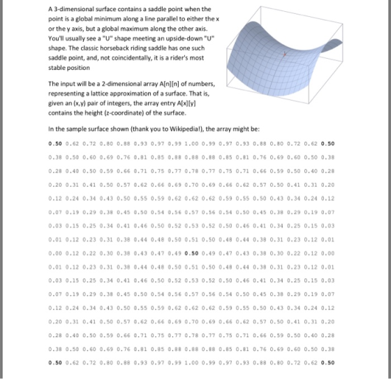 A 3-dimensional surface contains a saddle point when the point is a global minimum along a line parallel to either the x or t