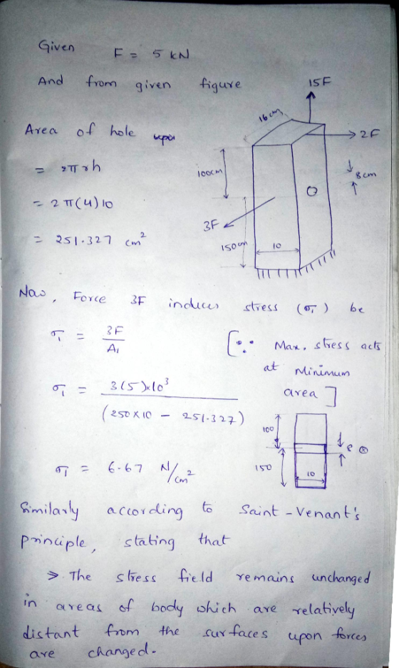Given F 5 kN And from figure ISF given 16 cn Area >2F upor TT Scm 2 TT(4) Io 3F 2 251 327 Cm ISOun Nas Force induce stress be