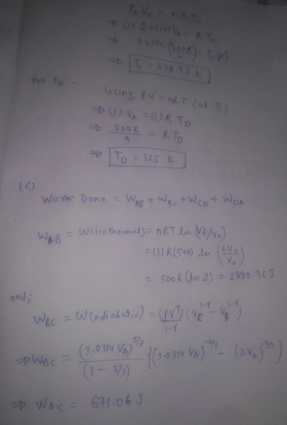 Pe Ve nRT 3.0314 (500R Epakj- Tek Te= 378-93k foo To usin PnT (at D) =D VA =RTo SOOR = RTD TD 125 k (9 Work Dome WRWetWeD+ Wo