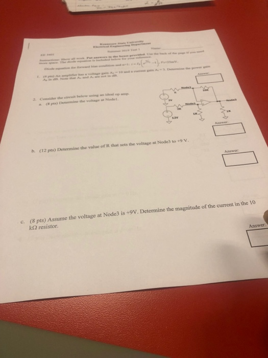 Diode e ce m An amp Ain dn None the s0d r n A-3.De e po are Consider the eireait below using an ideal op amp 8 pta) Determine