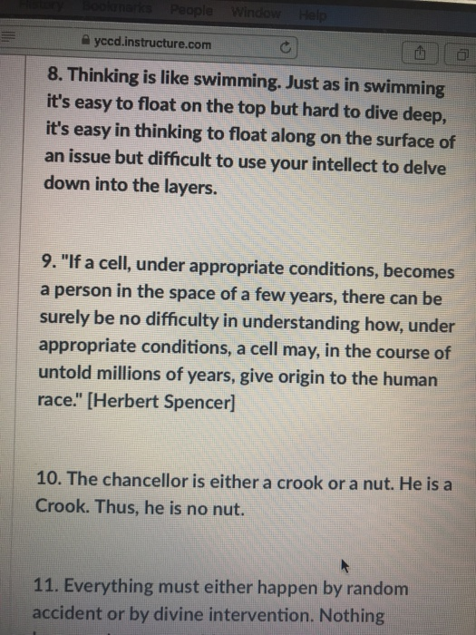 a yccd.instructure.com 8. Thinking is like swimming. Just as in swimming its easy to float on the top but hard to dive deep,