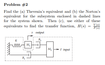 Problem #2 Find the (a) Thevenins equivalent and (b) the Nortons equivalent for the subsystem enclosed in dashed lines for