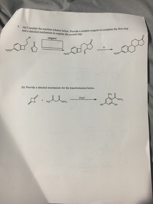 3. (a) Consider the reaction Provide a mechanism scheme below. Provide a suitable reagent to complete the first step reagent