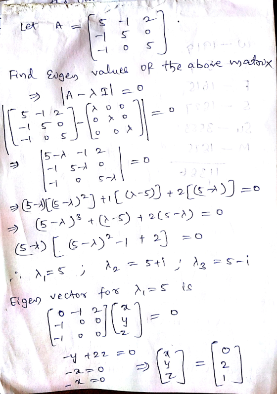 Find &een valaea opt슛 above matrix 5-A