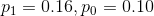 p_{1}=0.16,p_{0}=0.10