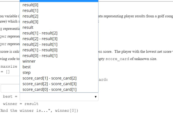 result[o] result[1] on variable ( result[2] ree) which s result[3] ata representing player results from a golf comp represent