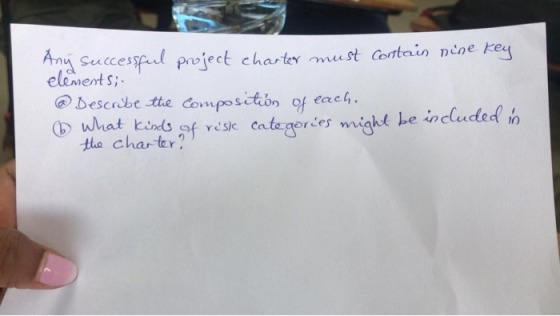 Anu Successel project chater must Cottain nene key element s bescrbe tte composctibn of each. what kinds of resk categories m