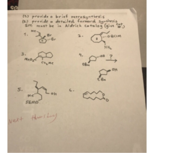 (1) provide brief rercosnthesis sm must be in Aldrich ca talos give Be er ㄠ 셔to он 5. SEMO