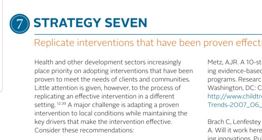 7 STRATEGY SEVEN Replicate interventions that have been proven effect Health and other development sectors increasingly place