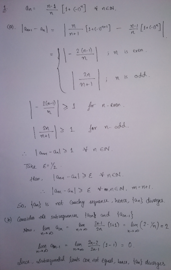 an 1-1 YL 2 (n-1) m is evin 21 m is odd 2(n-t) 1forn-eren 叭+ unusfang an 2n-I 2n-I =.am(2-A)こ2 (1+1) aln-.-ro lim Now 2n-2-(1