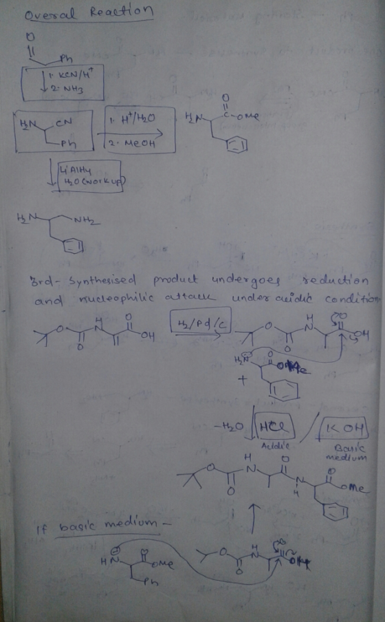 Ovesoul Re astion 2- NH3 니 A1Hy NH2 Brd-synthesise ol produck undergoey edackon and nucleophiuc ottour unales cuioib co ndit