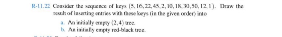 R-11.22 Consider the sequence of keys (5, 16, 22,45,2, 10, 18,30,50, 12,1. Draw the result of inserting entries with these ke