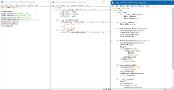 Test.py- Test.py (3.6.1) ar.py B.6.1) List.py-C ist.py (3.6.1) File Edit Format un Options Window Help Eile Edit Format Run O